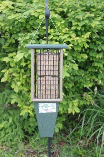 Recycled Double Suet Feeder with Tail Prop - Hunter/Driftwood