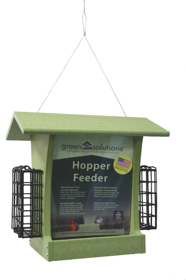 5 qt Recycled Hopper Feeder with Suet Cages